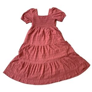 Fashion Womens L Dress Maxi Milkmaid Smocked Tiered Ruffled Coquette Cottagecore